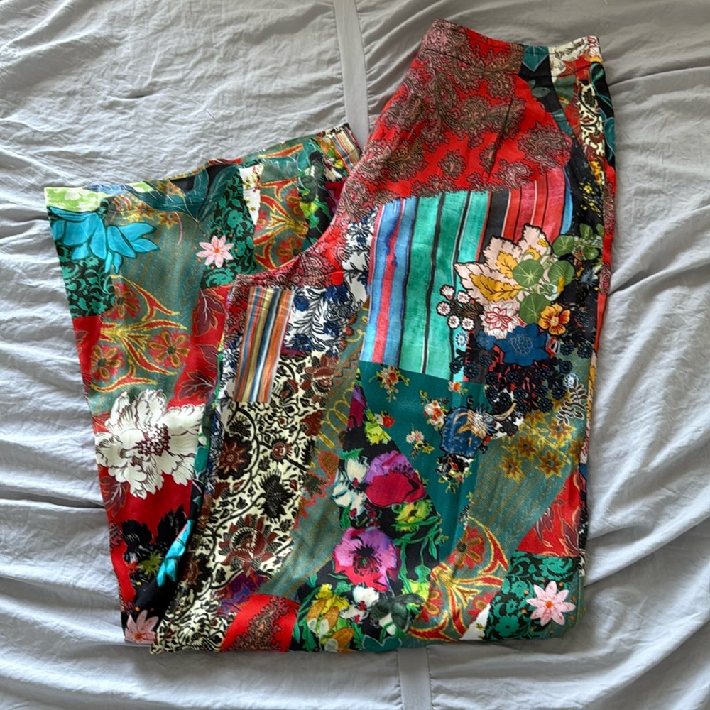 Anthropologie Satin Wide Leg Pants 8